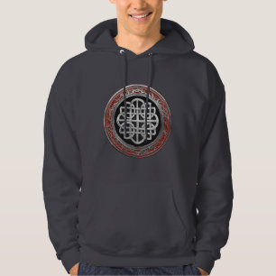 [900] Heiliges keltisches silbernes Knoten-Kreuz Hoodie