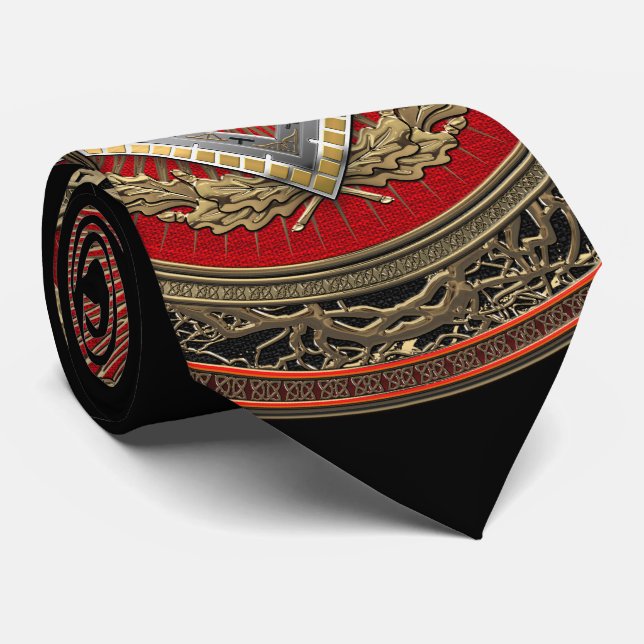 [900] Master Mason - Gold Square & Compasses Krawatte (Gerollt)