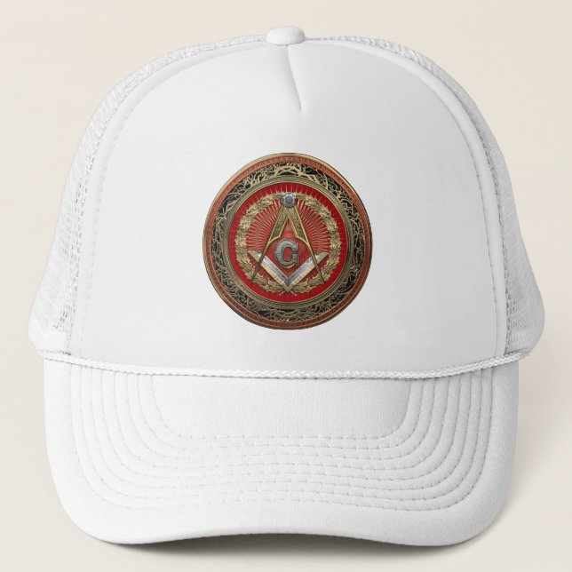 [900] Master Mason - Gold Square & Compasses Truckerkappe (Vorderseite)