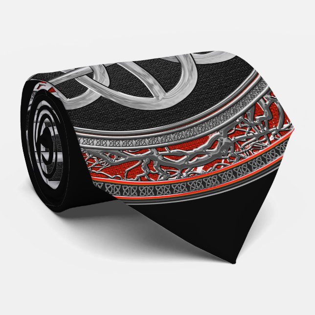 [900] Sacred Celtic Silver Knot Cross Krawatte (Gerollt)