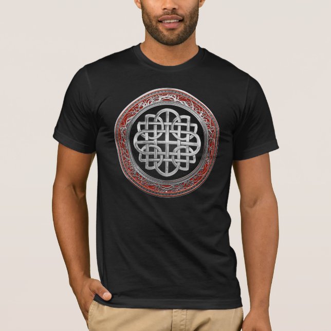[900] Sacred Celtic Silver Knot Cross T-Shirt (Vorderseite)