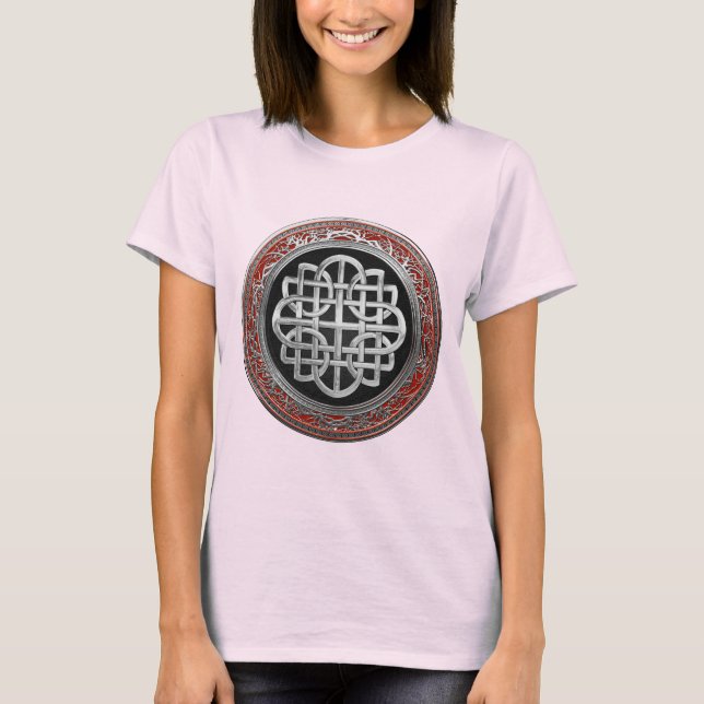 [900] Sacred Celtic Silver Knot Cross T-Shirt (Vorderseite)