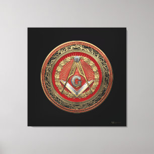 [901] Master Mason - Gold Square & Compasses Leinwanddruck