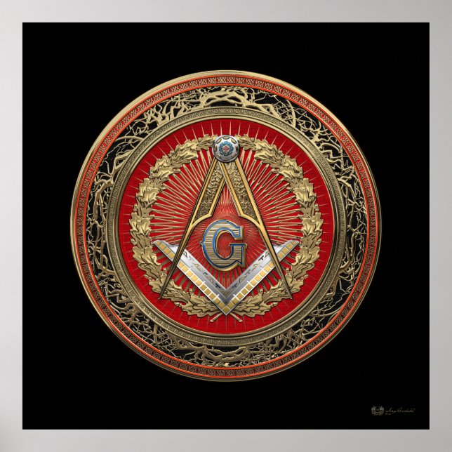 [901] Master Mason - Gold Square & Compasses Poster (Vorne)