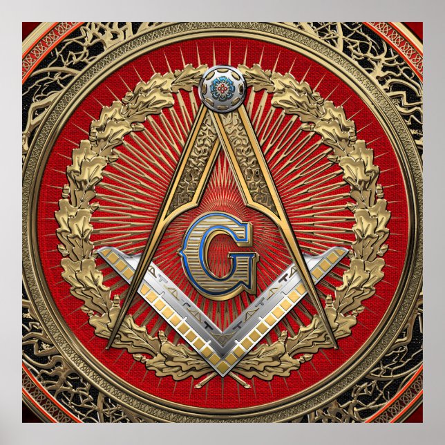 [901] Master Mason - Gold Square & Compasses Poster (Vorne)