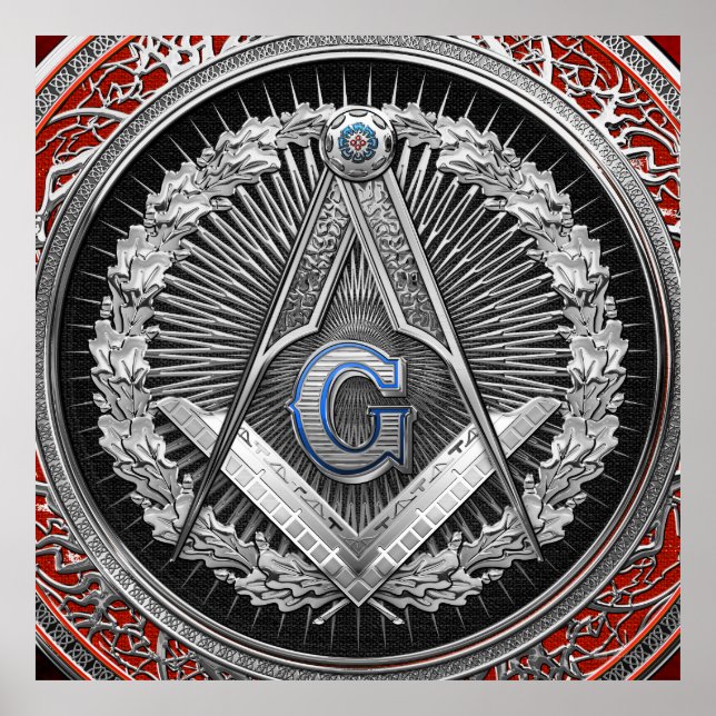 [901] Master Mason - Silver Square & Compasses Poster (Vorne)