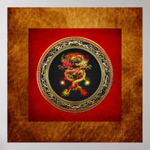 [901] Rote und Gelbe Drachen Poster