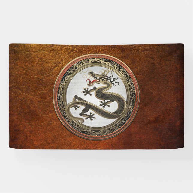 [901] Schwarzer und Gold Heiliger Ostdrache Banner (Horizontal)