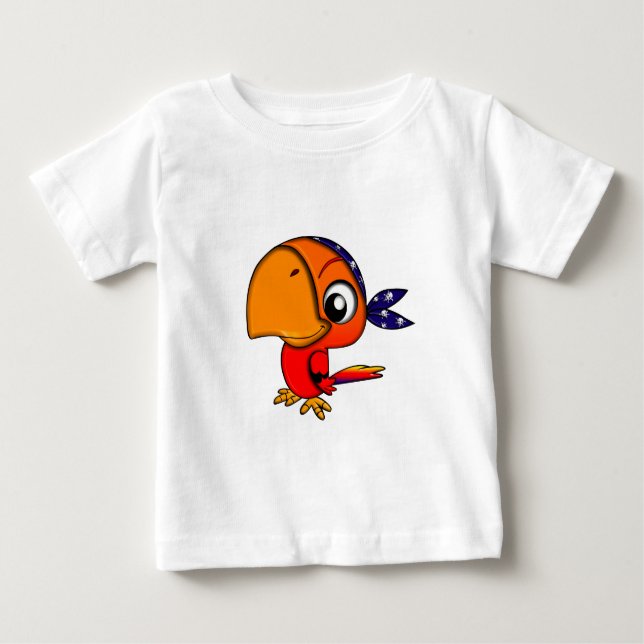 906 NIEDLICH CHEEKY PIRATE PARROT CARTOON BABY T-SHIRT (Vorderseite)
