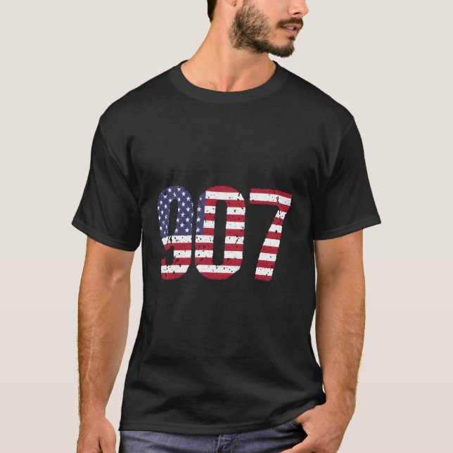 907 Alaska-Gebietscode T-Shirt (Vorderseite)
