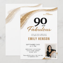 90 and Fabulous Gold 90th Birthday Einladung