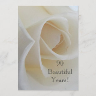 90 BeautifulYears Geburtstags-Feier/weiße Rose Einladung