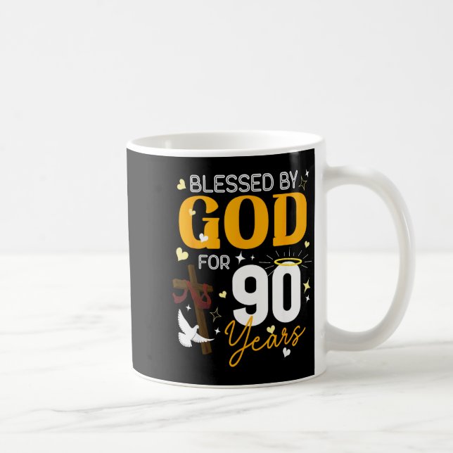 90 Birthday Blessed By God For 90 Years Old 90th B Kaffeetasse (Rechts)