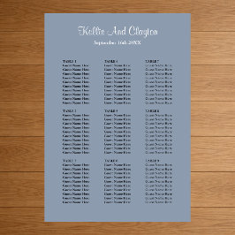 90 Blue Simple Wedding Seating Chart Poster