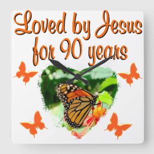 90. BUTTERFLY BIRTHDAY QUADRATISCHE WANDUHR
