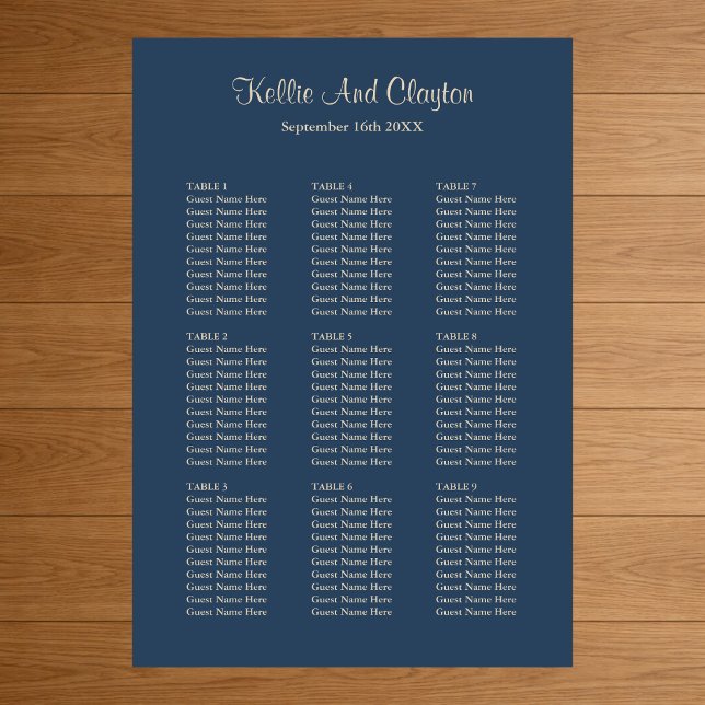 90 Classic Blue Wedding Seating Chart Poster (Von Creator hochgeladen)