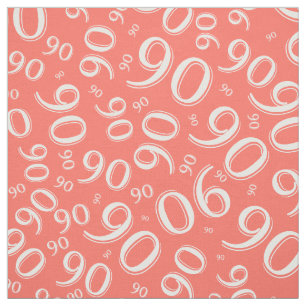 90. Cooles Random Number Pattern Coral/White 90 Stoff