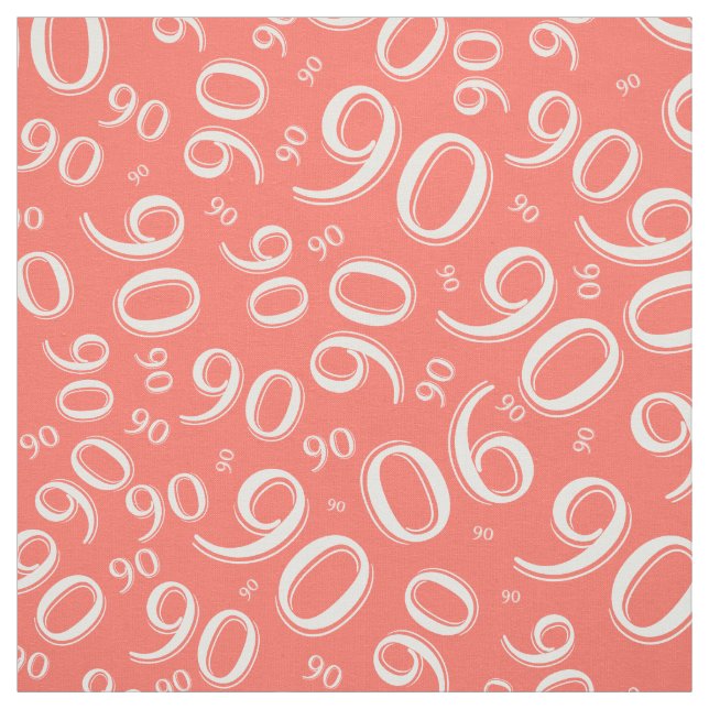 90. Cooles Random Number Pattern Coral/White 90 Stoff (Muster)