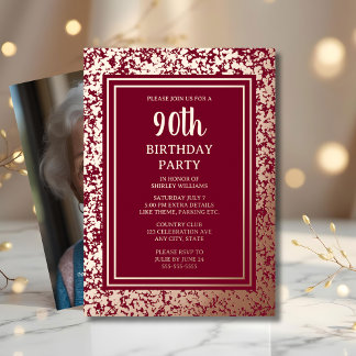 90. Custom Birthday Party Textured Elegant Folieneinladung