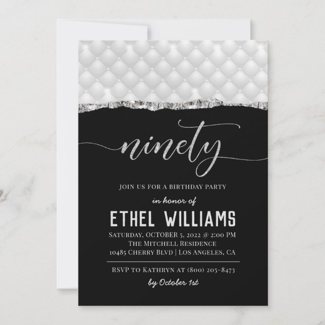 90 Diamond Geburtstagseinladung Einladung (Vorderseite)