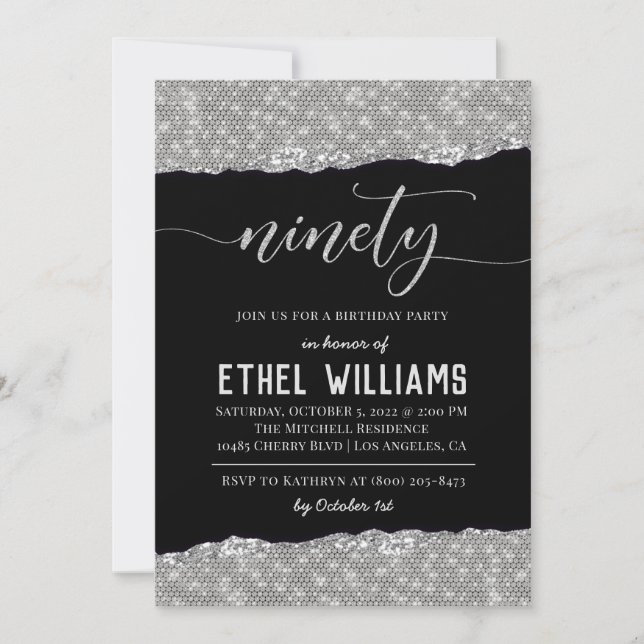 90 Diamond Geburtstagseinladung Einladung (Vorderseite)