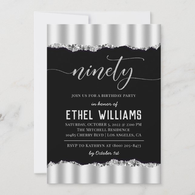 90 Diamond Geburtstagseinladung Einladung (Vorderseite)