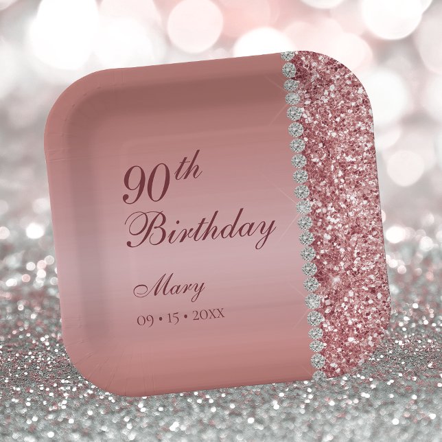 90. Elegante Rose Gold Geburtstag Pappteller (Von Creator hochgeladen)