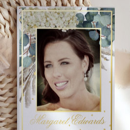 90. Floral Blue Elegant Foto Geburtstag Folieneinladung