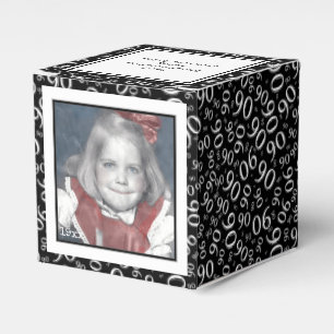 90. Foto Keepake - Schwarz/Weiß Zahlenmuster Geschenkschachtel