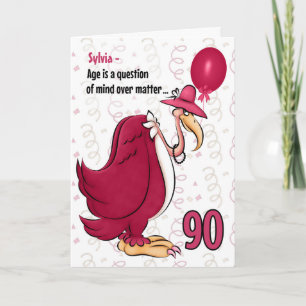90. Funny Birthday Pink Buzzard mit Namen Karte