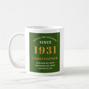90. Geburtstag 1931 Elegant Chic Green Personalisi Kaffeetasse