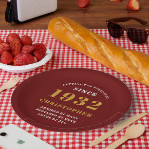 90. Geburtstag 1932 Rote Liebe Jahr Pappteller