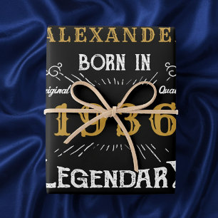 90. Geburtstag 1936 Legende Vintage Schwarz Geschenkpapier Set