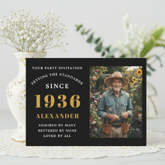 90. Geburtstag 1936 Personalisiertes Schwarz-Gold- Einladung