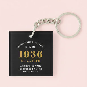 90. Geburtstag 1936 Schwarz Gold Personalisiert Schlüsselanhänger