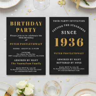 90. Geburtstag 1936 Schwarzes Gold Personalized Fü Einladung