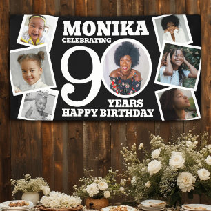 90. Geburtstag 7 benutzerdefinierte Fotos Name Sch Banner