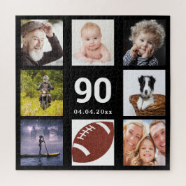 90. Geburtstag 90 Foto Collage Typ Mann schwarz Puzzle