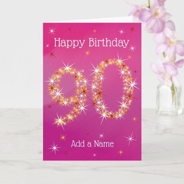 90. Geburtstag - 90. Stars - Rosa - Alter 90 Karte (Orchidee)