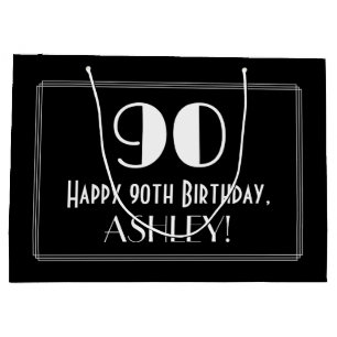 90. Geburtstag: Art Deco inspirierter Stil "90", N Große Geschenktüte