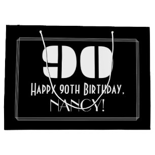 90. Geburtstag ~ Art Deco inspiriertes Aussehen "9 Große Geschenktüte