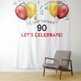 90. Geburtstag Ballon Hintergrund, Foto Prop. Wandteppich