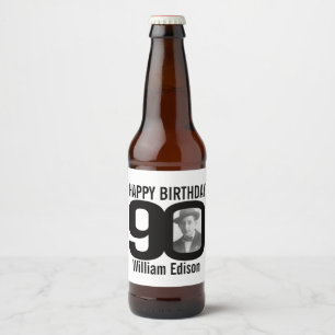 90. Geburtstag, benutzerdefiniertes Foto Bierflaschenetikett