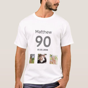 90. Geburtstag benutzerdefiniertes Foto Name Typ T-Shirt