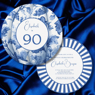 90. Geburtstag Blauer Streifen Einladung