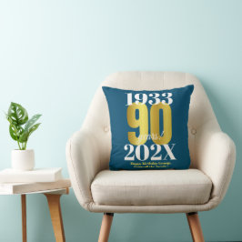 90. Geburtstag Blue Gold Kissen