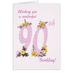 90. Geburtstag Blume dekorierte Zahlen