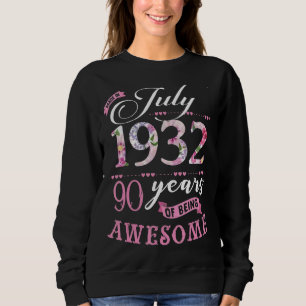 90. Geburtstag Blumengeschenk für im Augus Geboren Sweatshirt