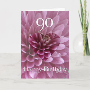 90. Geburtstag-Blumenherz+Chrysanthemum Karte