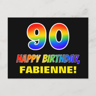 90. Geburtstag: Bold, Fun, Simple, Rainbow 90 Postkarte